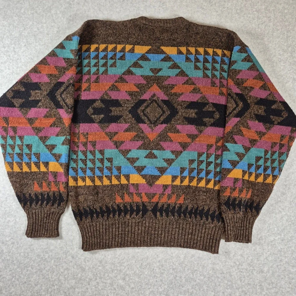 Vintage Clipper Mist Sweater Mens XTALL LXT Brown Aztec Southwestern Geometric